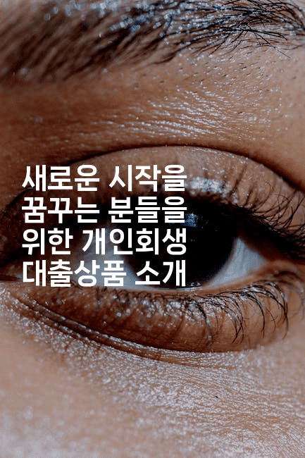 새로운 시작을 꿈꾸는 분들을 위한 개인회생 대출상품 소개-힐몬